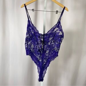 Vintage Victoria’s Secret Gold Label Medium Satin Lace Purple Lingerie Teddy